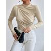 imageSweatyRocks Womens Bodysuit Mock Neck Casual Ruched Long Sleeve JumpsuitApricot