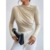 imageSweatyRocks Womens Bodysuit Mock Neck Casual Ruched Long Sleeve JumpsuitApricot