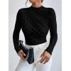 imageSweatyRocks Womens Bodysuit Mock Neck Casual Ruched Long Sleeve JumpsuitBlack