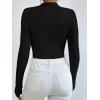 imageSweatyRocks Womens Bodysuit Mock Neck Casual Ruched Long Sleeve JumpsuitBlack