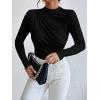 imageSweatyRocks Womens Bodysuit Mock Neck Casual Ruched Long Sleeve JumpsuitBlack