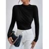 imageSweatyRocks Womens Bodysuit Mock Neck Casual Ruched Long Sleeve JumpsuitBlack