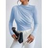 imageSweatyRocks Womens Bodysuit Mock Neck Casual Ruched Long Sleeve JumpsuitBlue