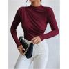 imageSweatyRocks Womens Bodysuit Mock Neck Casual Ruched Long Sleeve JumpsuitBurgundy