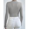 imageSweatyRocks Womens Bodysuit Mock Neck Casual Ruched Long Sleeve JumpsuitGrey