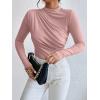 imageSweatyRocks Womens Bodysuit Mock Neck Casual Ruched Long Sleeve JumpsuitLight Pink