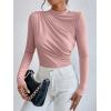 imageSweatyRocks Womens Bodysuit Mock Neck Casual Ruched Long Sleeve JumpsuitLight Pink