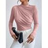 imageSweatyRocks Womens Bodysuit Mock Neck Casual Ruched Long Sleeve JumpsuitLight Pink