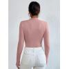 imageSweatyRocks Womens Bodysuit Mock Neck Casual Ruched Long Sleeve JumpsuitLight Pink