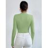 imageSweatyRocks Womens Bodysuit Mock Neck Casual Ruched Long Sleeve JumpsuitLime Green