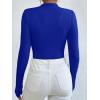 imageSweatyRocks Womens Bodysuit Mock Neck Casual Ruched Long Sleeve JumpsuitRoyal Blue