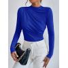 imageSweatyRocks Womens Bodysuit Mock Neck Casual Ruched Long Sleeve JumpsuitRoyal Blue
