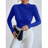 imageSweatyRocks Womens Bodysuit Mock Neck Casual Ruched Long Sleeve JumpsuitRoyal Blue