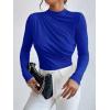 imageSweatyRocks Womens Bodysuit Mock Neck Casual Ruched Long Sleeve JumpsuitRoyal Blue
