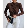 imageSweatyRocks Womens Bodysuit Mock Neck Casual Ruched Long Sleeve JumpsuitSolid Brown