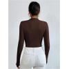 imageSweatyRocks Womens Bodysuit Mock Neck Casual Ruched Long Sleeve JumpsuitSolid Brown