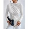 imageSweatyRocks Womens Bodysuit Mock Neck Casual Ruched Long Sleeve JumpsuitWhite