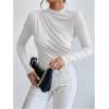 imageSweatyRocks Womens Bodysuit Mock Neck Casual Ruched Long Sleeve JumpsuitWhite