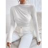 imageSweatyRocks Womens Bodysuit Mock Neck Casual Ruched Long Sleeve JumpsuitWhite
