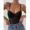 imageSweatyRocks Womens Corset Bodysuit Mesh Sheer Sleeveless Cami Jumpsuit Shirts TopsBlack