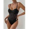 imageSweatyRocks Womens Corset Bodysuit Mesh Sheer Sleeveless Cami Jumpsuit Shirts TopsBlack
