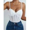 imageSweatyRocks Womens Corset Bodysuit Mesh Sheer Sleeveless Cami Jumpsuit Shirts TopsWhite