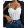 imageSweatyRocks Womens Corset Bodysuit Mesh Sheer Sleeveless Cami Jumpsuit Shirts TopsWhite