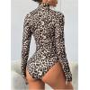 imageSweatyRocks Womens Basic Solid Turtleneck Long Sleeve Bodysuits Jumpsuits Stretchy RomperBlack and Brown