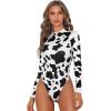 imageSweatyRocks Womens Basic Solid Turtleneck Long Sleeve Bodysuits Jumpsuits Stretchy RomperCow Black White