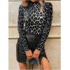 imageSweatyRocks Womens Basic Solid Turtleneck Long Sleeve Bodysuits Jumpsuits Stretchy RomperGrey Leopard