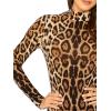 imageSweatyRocks Womens Basic Solid Turtleneck Long Sleeve Bodysuits Jumpsuits Stretchy RomperLeopard