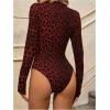 imageSweatyRocks Womens Basic Solid Turtleneck Long Sleeve Bodysuits Jumpsuits Stretchy RomperRed