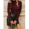 imageSweatyRocks Womens Basic Solid Turtleneck Long Sleeve Bodysuits Jumpsuits Stretchy RomperRed