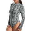 imageSweatyRocks Womens Basic Solid Turtleneck Long Sleeve Bodysuits Jumpsuits Stretchy RomperSnakeskin Grey