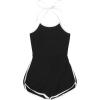 imageSweatyRocks Womens Casual Backless Solid Halter Romper Basic Sleeveless Shorts Romper JumpsuitBlack