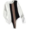 imageSweatyRocks Womens Color Block Stripes Ribbed Knit Bodysuits Long Sleeve Leotard TopsMulticolor