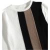 imageSweatyRocks Womens Color Block Stripes Ribbed Knit Bodysuits Long Sleeve Leotard TopsMulticolor
