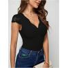 imageSweatyRocks Womens Contrast Lace Short Sleeve Bodysuit V Neck Slim Fit Elegant Jumpsuit ShirtsBlack Lace
