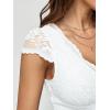 imageSweatyRocks Womens Contrast Lace Short Sleeve Bodysuit V Neck Slim Fit Elegant Jumpsuit ShirtsWhite