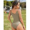 imageSweatyRocks Womens Fringe V Neck Sleeveless Tassel Bodysuit Skinny Cami Bodysuits JumpsuitArmy Green