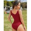 imageSweatyRocks Womens Fringe V Neck Sleeveless Tassel Bodysuit Skinny Cami Bodysuits JumpsuitBurgundy