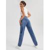 imageSweatyRocks Womens High Waist Slant Pocket Denim Jeans Ripped Straight Leg PantsBlue