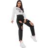 imageSweatyRocks Womens High Waist Slant Pocket Denim Jeans Ripped Straight Leg PantsDark Black