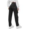 imageSweatyRocks Womens High Waist Slant Pocket Denim Jeans Ripped Straight Leg PantsDark Black