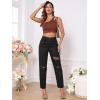 imageSweatyRocks Womens High Waist Slant Pocket Denim Jeans Ripped Straight Leg PantsDeep Black