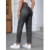 imageSweatyRocks Womens High Waist Slant Pocket Denim Jeans Ripped Straight Leg PantsDeep Grey