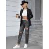 imageSweatyRocks Womens High Waist Slant Pocket Denim Jeans Ripped Straight Leg PantsDeep Grey