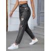 imageSweatyRocks Womens High Waist Slant Pocket Denim Jeans Ripped Straight Leg PantsDeep Grey