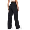 imageSweatyRocks Womens High Waist Slant Pocket Denim Jeans Ripped Straight Leg PantsPlain Black