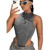 imageSweatyRocks Womens ICON Letter Patched Detail Sleeveless Body Suits High Cut Skinny Tank BodysuitGrey